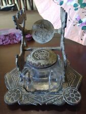 Antique Inkwell & Pen Holder Eastlake Style Cast Iron Frame Glass Bottle,1879 for sale  Shipping to Canada