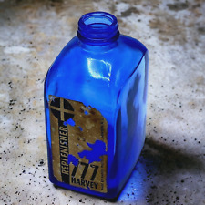 Botella de vidrio azul cobalto cuadrada de colección con etiqueta Harvey Photochemical 777 Reposición segunda mano  Embacar hacia Argentina