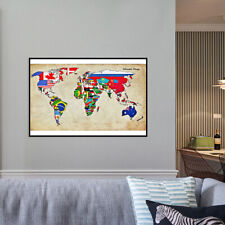 Mapa do mundo bandeiras retrô impressão HD pôster grande arte de parede decoração para casa classe padrão comprar usado  Enviando para Brazil