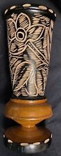 Vaso de madeira preto vintage esculpido à mão 10 polegadas comprar usado  Enviando para Brazil