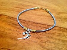 Recycled bass guitar string bracelet with bass clef charm for sale  Shipping to South Africa