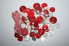 Red & White Colour Mix Vintage & New Christmas Buttons & 5m of Bakers Twine for sale  Shipping to South Africa
