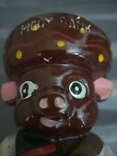 Vintage Redware Piggy Bank Mariachi Pig Playing Guitar In Sombrero Hat for sale  Shipping to South Africa