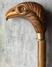 Usado, Bengala vintage cabeça de águia com olhos amarelos madeira 36" comprar usado  Enviando para Brazil