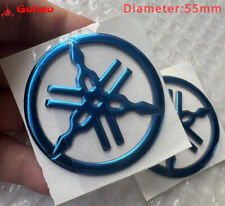 2X GARFO AZUL CROMADO 55mM CARENAGEM TANQUE DE COMBUSTÍVEL EMBLEMA LOGOTIPO ADESIVO PARA R1 R3 R6 R7 comprar usado  Enviando para Brazil