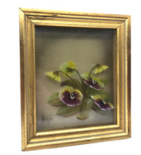 Used, Edmond J. Nogar Original Dimensional Oil Painting On Plate Glass Art PANSIES Vtg for sale  Shipping to South Africa
