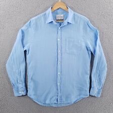 Camisa masculina de linho flanela portuguesa azul média leve verão botão para cima comprar usado  Enviando para Brazil