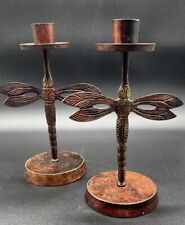 Lacquered Metal Dragonfly India Taper Candlestick Holder Pair 2 for sale  Shipping to South Africa