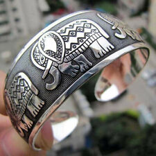 Elephant Carved Tibetan Tibet Silver Bangle Cuff Bracelet For Women Jewelry Gift, used for sale  Shipping to South Africa