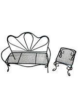Conjunto de cadeira sofá de metal preto ferro forjado móveis de pátio brinquedo casa de bonecas vintage comprar usado  Enviando para Brazil