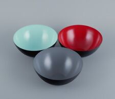 Three Krenit bowls in metal. Grey, red, mint green. Design by Hermann Krenchel for sale  Shipping to South Africa