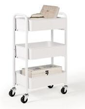 3-Tier Rolling Metal Storage Organizer - Mobile Utility Cart Kitchen Cart White for sale  Shipping to South Africa