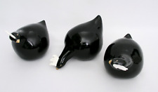 (3) CERAMIC BLACK CHICKEN FIGURINES w/ GLOSSY FINISH - FARMHOUSE COUNTRY for sale  Shipping to South Africa