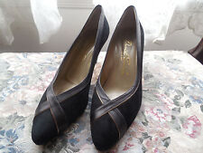 Zapatos vintage para mujer DAVID EVINS hechos en ITALIA tacones de gamuza negros-delgados-2" 9AA. segunda mano  Embacar hacia Argentina