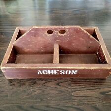 Caja de herramientas de madera antigua Acheson, usado segunda mano  Embacar hacia Argentina