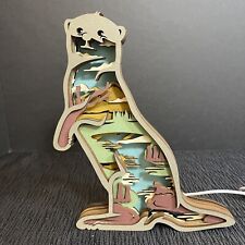 Sea Otter Woodlands Escena Madera 3D USB Iluminado Caja de Sombras Diorama Hi Park segunda mano  Embacar hacia Argentina