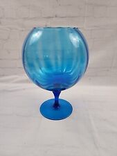 MCM LARGE 13"  Blue Optic Empoli Glass Pedestal Bowl/Snifter/Vase, used for sale  Shipping to South Africa