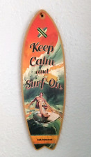 Placa Keep Calm and Surf On Surfboard decoração arte parede 16"x5" San Francisco Cali, usado comprar usado  Enviando para Brazil