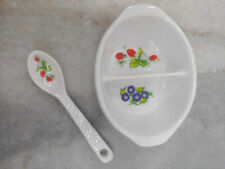 Vtg Small Jam/Jelly Double Sided Ceramic Dish with Spoon Fruit design for sale  Shipping to South Africa