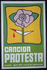 Usado, CANCIÓN DE PROTESTA Famoso Póster de Pantalla de Seda Cubana para Conferencia de Música La Habana Cuba de los años 60 segunda mano  Embacar hacia Argentina