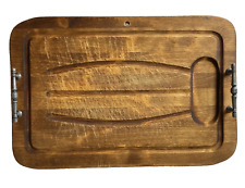 Usado, De colección Stoware Vermont 18x12 tablero de talla de carne asada arce madera asas metal manijas EE. UU. segunda mano  Embacar hacia Argentina