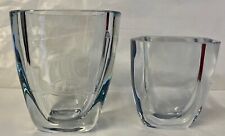 Pair of Heavy Vintage Strombergshyttan Swedish Glass Vases Viking Long Boat for sale  Shipping to South Africa