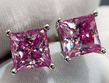Used, 4 Ct Certified Square Shape Studs Diamond White Gold Finish Great Shine & Luster for sale  Shipping to South Africa