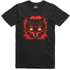 Cat Demon T-shirt Scary Feline Halloween Design Regular Fit Bawełniana koszulka na sprzedaż  Wysyłka do Poland