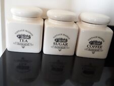 Vintage Maison Tea Coffee Sugar Canister Storage Cream for sale  Shipping to South Africa