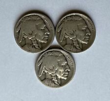 Lot of Three (3) Buffalo Indian Head Nickels 1924s 1925s 1926s; Tougher Dates for sale  Menlo Park