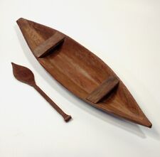 Réplica de madeira esculpida canoa e remo remo arte popular miniatura barco 12" comprar usado  Enviando para Brazil