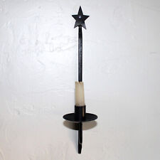 Sconce Candle Holder Single Star black iron 15" primitive country rustic wall for sale  Shipping to South Africa