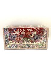 MOP lacado vermelho Abalone concha incrustada caixa de joias dobrável de madeira Coreia. comprar usado  Enviando para Brazil