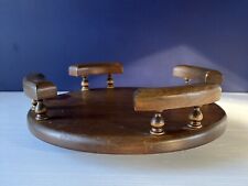 VTG 1970’s Lazy Susan Dark Wood Spindles Round Turntable Rotating Table Tray for sale  Shipping to South Africa