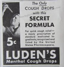 1932 Print Ad * Luden’s Menthol Cough Drops Secret Formula 5 cents for sale  Shipping to South Africa
