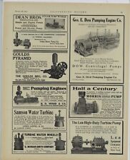 1910 Pumping Engine Ads on 1 Pg: Goulds, Samson, Lea, Morris, Dow, Wood, Union for sale  Shipping to Canada