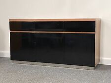 Brown Walnut Wood Black High Gloss 3 Door Drawer Sideboard Cabinet Storage £795, used for sale  Shipping to South Africa