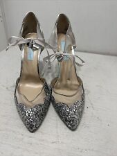 Sapatos Betsy Johnson Stela prata glitter salto alto gravata no tornozelo tamanho 10 Bling comprar usado  Enviando para Brazil