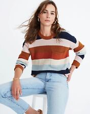 Madewell Thompson Pocket Crew Neck Pullover Sweater In Rainbow Stripe XXS for sale  Shipping to South Africa