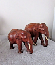 Pair teak elephant for sale  LEICESTER
