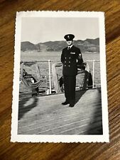 Navy Officer Sailor on Ship Deck Water 1950s B&W Vintage Photo W2 for sale  Shipping to South Africa