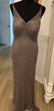 Vintage Scala Beaded Sequin Silk Dress Women’s Size XL Tan for sale  Shipping to South Africa