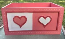 Wooden Heart Craft Box Pink White Storage Container Display Piece Red Hearts for sale  Shipping to South Africa
