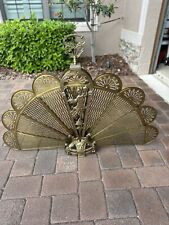 Vtg Brass Fireplace Screen Fan Folding Griffin Gargoyle and Angel for sale  Shipping to South Africa