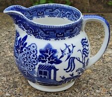 VINTAGE WILLOW PATTERN LARGE JUG POURER BLUE & WHITE CHINA ENGLAND , used for sale  NORWICH
