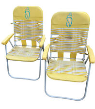 Vtg Folding Tube Cadeiras de plástico conjunto amarelo de 2 gramado de alumínio retro comprar usado  Enviando para Brazil