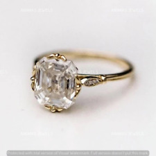 4 CT Asscher Cut Lab-Created Diamond Wedding Ring 14K Yellow Gold Plated SZ-6.5 for sale  Shipping to South Africa