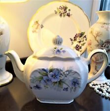 Teapot white purple for sale  ST. HELENS