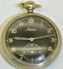 Antiguo Reloj de Bolsillo Minerva Era Segunda Guerra Mundial Reino Búlgaro Esfera Negra de Piloto 1940, usado segunda mano  Embacar hacia Argentina
