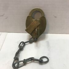 Old Brass Padlock With Key, Heart Shaped, Works good, unique! for sale  Shipping to South Africa
